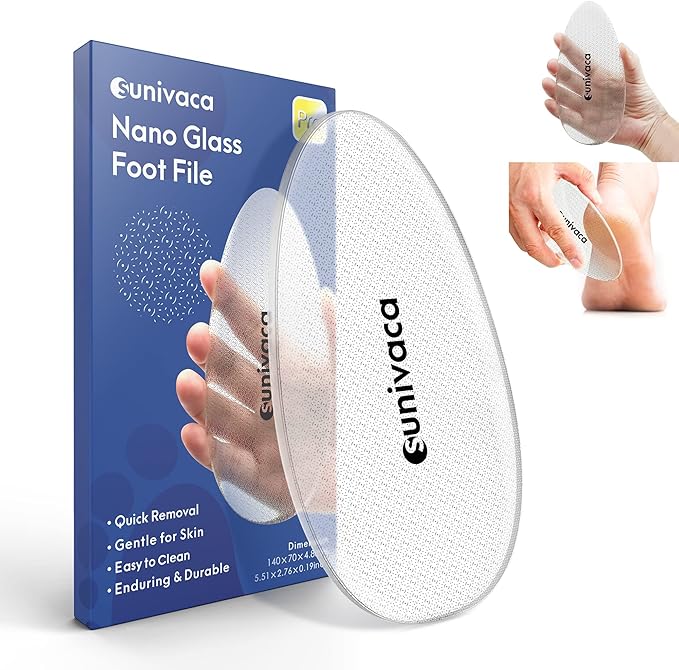 Sunivaca Glass Foot File Callus Remover for Feet, Heel Scraper, Pumice Stone, Diabetic Feet Scrubber Dead Skin Remover for Feet Professional Pedicure Tools