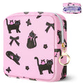 Likesing Tampon Holder for Purse, Canvas Period Bag Pouch-Bow Tie Black Cat