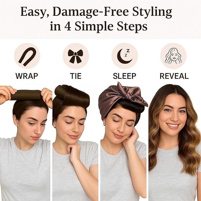 VISOFO Heatless Curls Overnight | Rods for Blowout Look, Long Hair Rollers Blow Out Curling Rod No Heat Flexi Foam Tubes Silk Satin Velvet Soft Curlers to Sleep In Tools Set (Blonde, 3 Set)