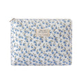 uekeboag Quilted Cotton Makeup Bag,Coquette Quilted Toiletry Bag for Women and Girls,Floral Coquette Pouch,Cute Kawaii Travel Cosmetic Bags(Dark Blue Flower)