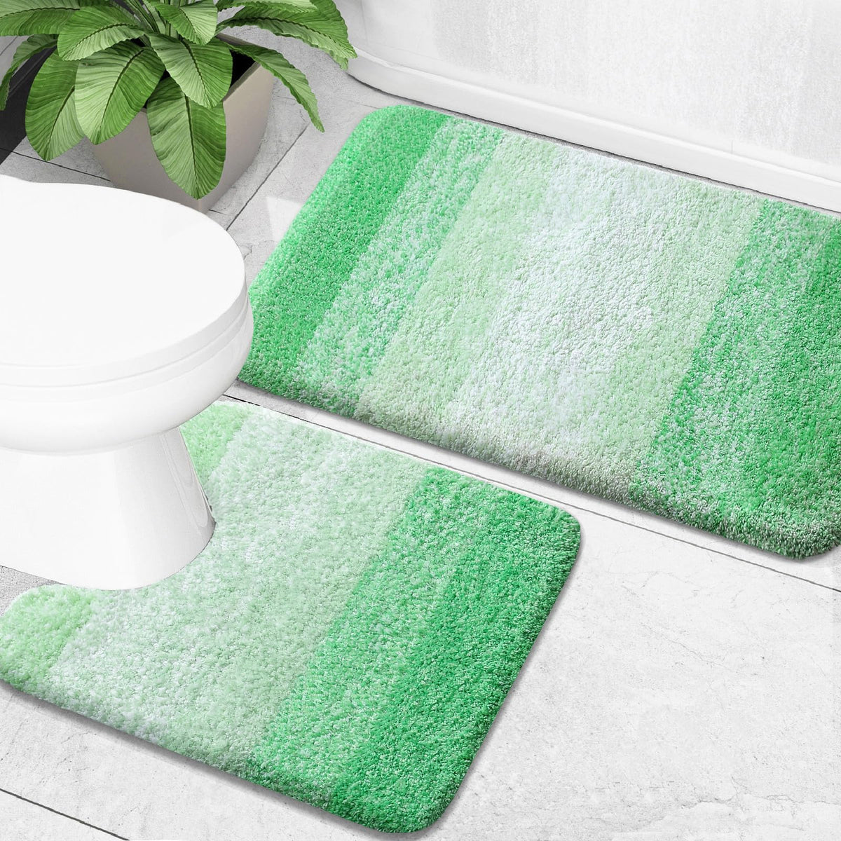 OLANLY Micorfiber Bathroom Rug Set 2 Piece, Soft Absorbent Bath Mats, Black