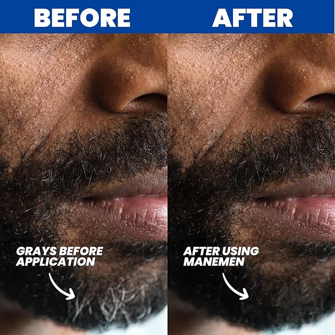 Beard Filler Pen For Men. Instant Gray Hair Coverage. Easy to Use Temporary Color for Beard, Mustache and Eyebrows. All Day Natural Finish - 2-in-1 Formula. Up to 40 Applications (BROWN)