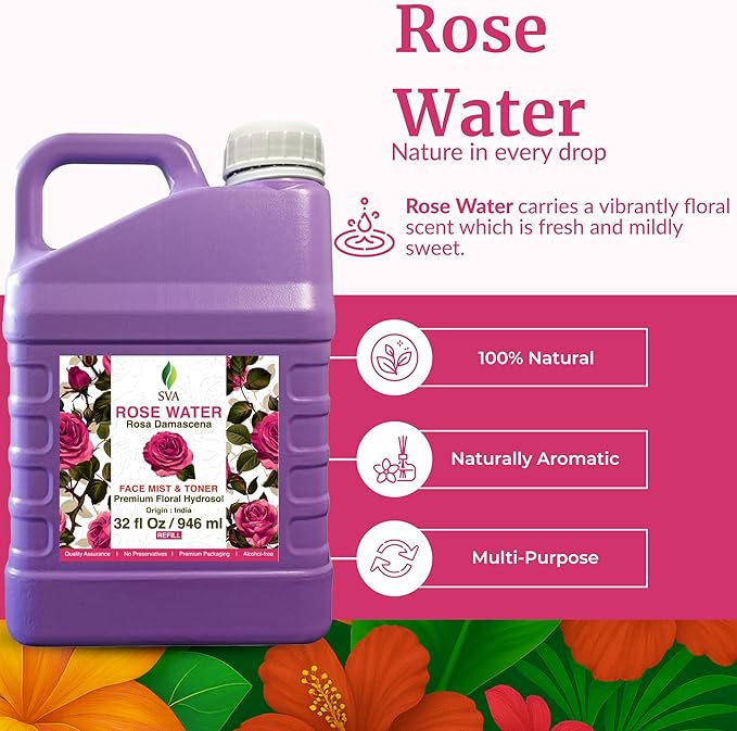 SVA Rose Water, Huge Bottle, Large Size, 32 Fl Oz (946 ml)