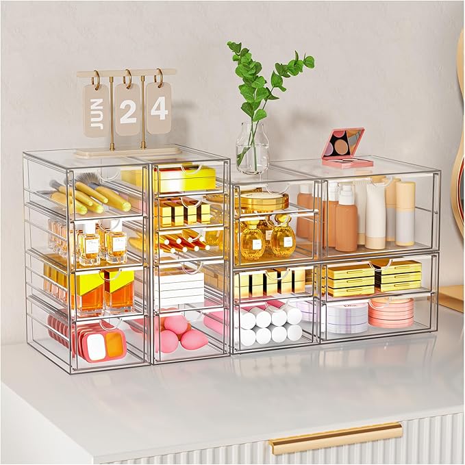 Stackable Storage Drawers, Acrylic Organizers,7 Drawers