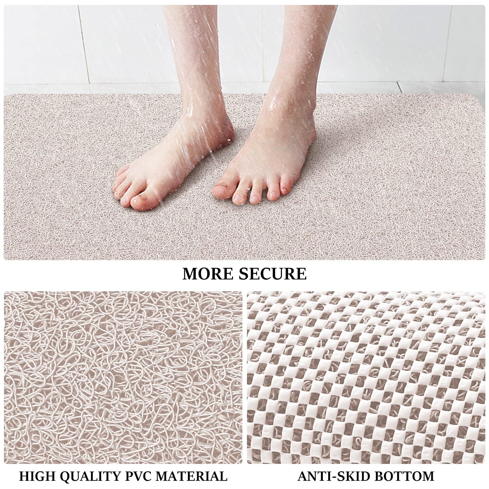 LuxStep Shower Mat Bathtub Mat Non-Slip Bath Mat with Drain, Quick Drying