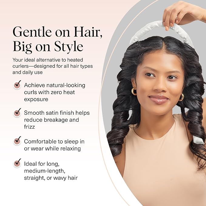 Kitsch Satin Heatless Curls Overnight Set - Ivory