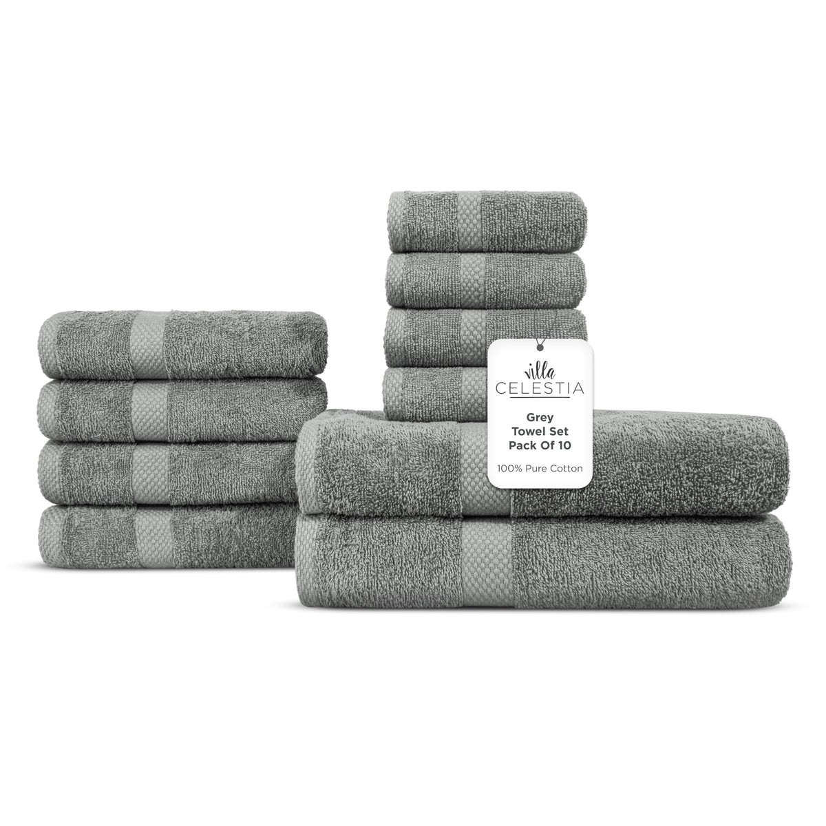 Villa Celestia Cotton Hand Towels Set of 4, 16 x 28, Oeko-TEX Certified, Quick Dry, Sage