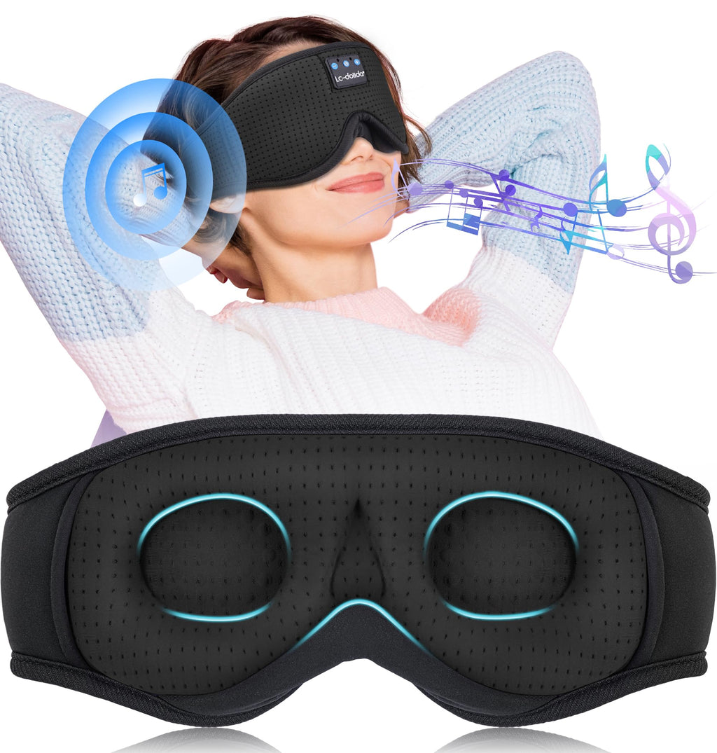 LC-dolida Sleep Mask with Bluetooth Headphones Bluetooth Sleep Mask Sleep Headphones,3D Eye Mask for Sleeping Mask Music Sleeping Headphones for Side Sleepers Meditation Gifts Gadgets for Men Women