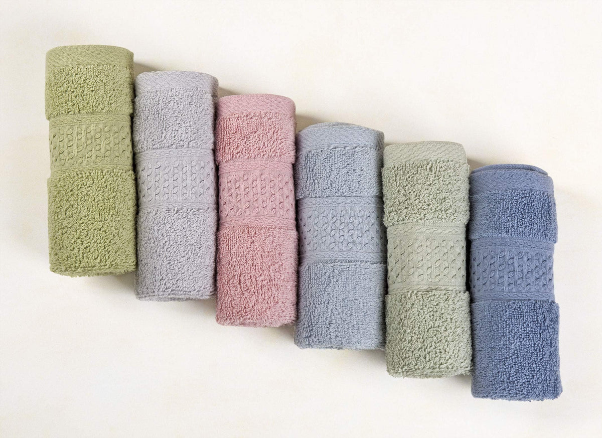 Cleanbear Washcloths Orange Face Cloths Set of 6 - Cotton 13” x 13”