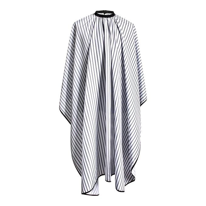 SMARTHAIR Professional Salon Cape Polyester Barber cape Hair Cut Cape,57”x66.8”,Black and White Stripes,C250023B-L