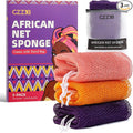CZZXI 3-Pack African Net Sponge, Back Exfoliating Body Scrubber
