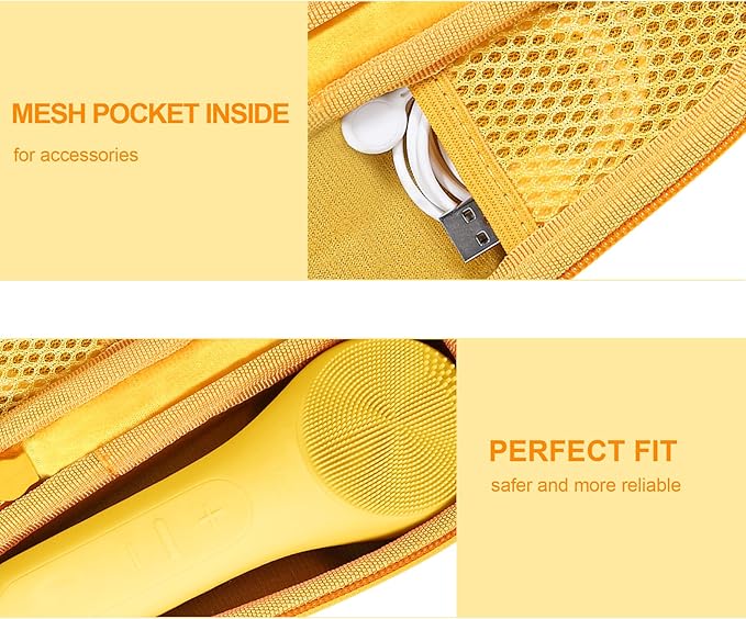co2CREA Hard Carrying Case Compatible with NågraCoola CLIE 2 1 Sonic Facial Cleansing Brush (Yellow)