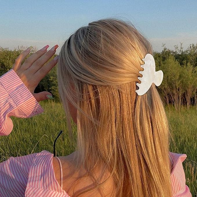 ACO-UINT 2 Pack Hair Claw Clips for Women Acrylic Claw Clips for Thick Hair Non-slip Clip for Hair Large Claws Hair Accessories for Women Girls（Black&White）