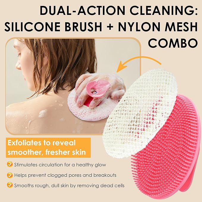 Hygienic Body Cleansing Scrubber with Exfoliating Net Sponge Case,Pack of 2