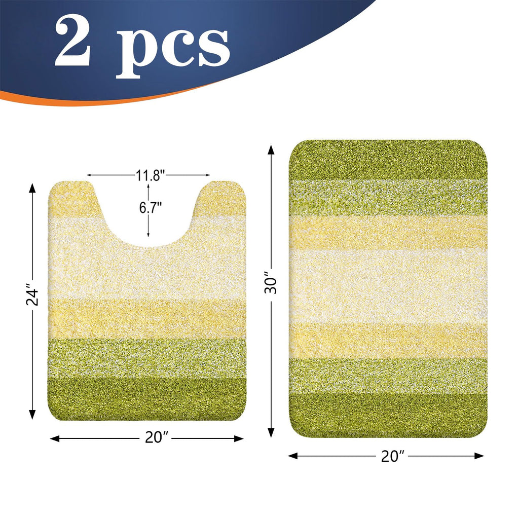 OLANLY Micorfiber Bathroom Rug Set 2 Piece, 30"x20"+U-Shaped 24"x20"