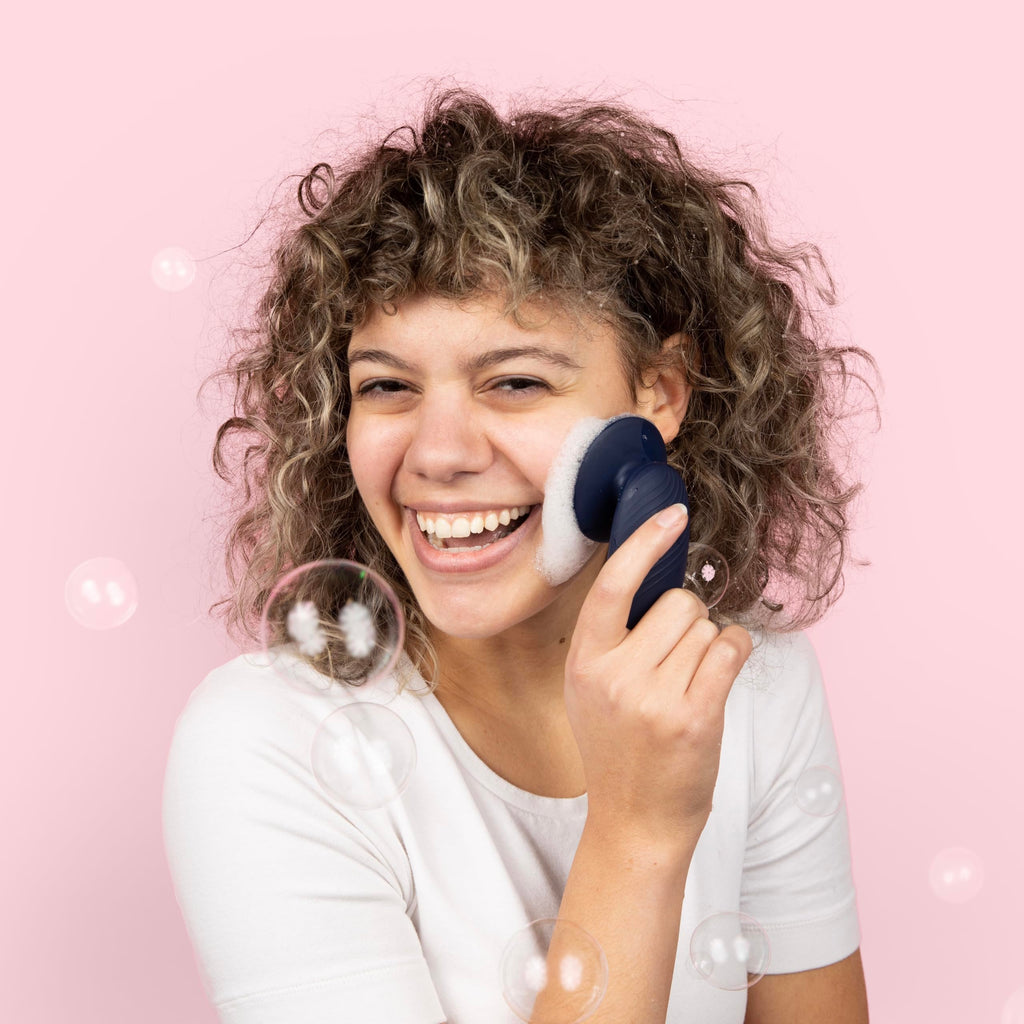 YOUTHLUX SoniGlow Silicone Face Scrubber/Facial Cleansing Brush – Electric Vibrating Skincare Scrubber Tool for Deep Pore Cleansing, Gentle Massage, Makeup Removal, Waterproof and Rechargeable (Navy)