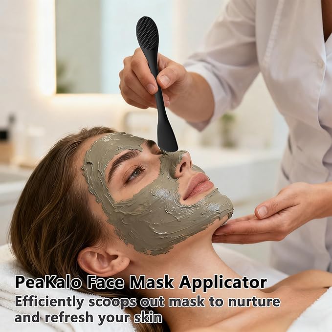 PeaKalo Silicone Face Scrubber Black Head Remover for Face- Appliances for Removing Make-up for Deep Cleansing Blackhead Remover Tools Face Spatula Makeup Removal Washing Brushes Pore Cleaner (Black)