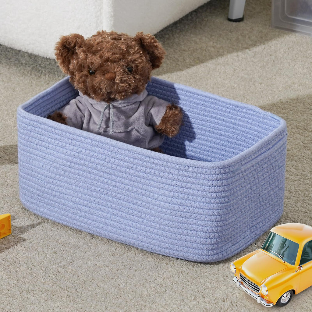 3 Pack Small Storage Baskets for Organizing, 11.8×7.8×5.1", Sky Blue