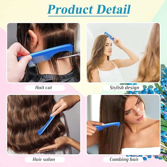 Didaey 50 Pcs Pocket Combs for Men 5 Inch Cutting with Wide and Fine Teeth Plastic Professional Barber Haircut Small Anti Static Combs for Women Grooming Accessories for Beard(Blue)