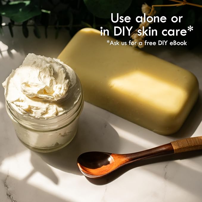 Raw Shea Butter – 100% Pure African Unrefined Shea Butter with Natural Smoky Scent | Moisturizer for Dry Skin & Hair, DIY Body Butter, Soap, Lip Balm – 8 oz Bar