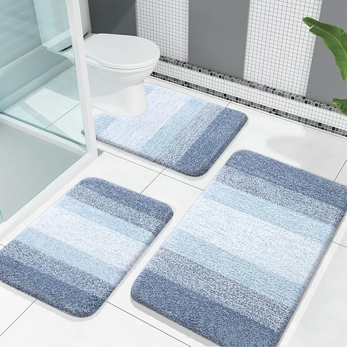 OLANLY Microfiber Bathroom Rugs Sets 3 Piece, 30"x20"+24"x16"+24"x20"