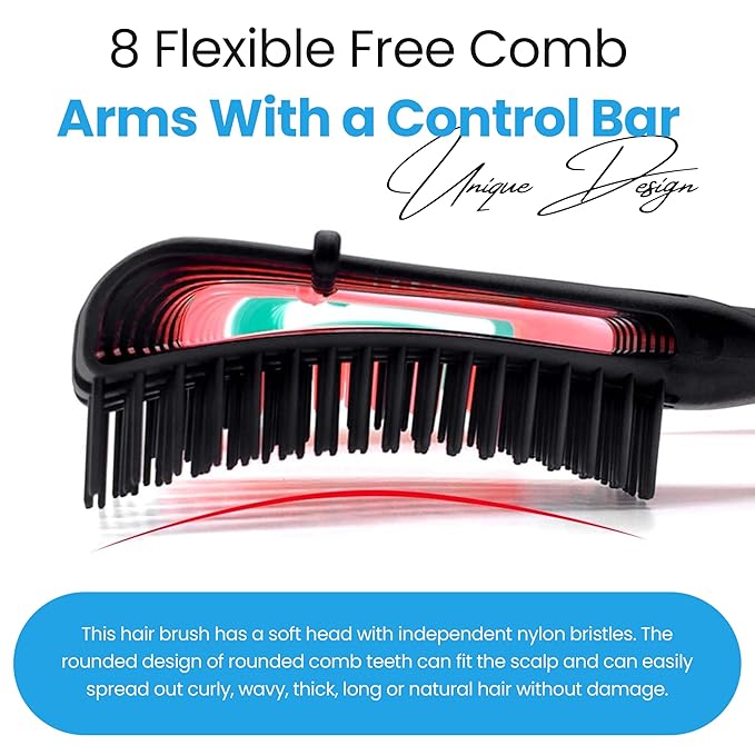 Premium Detangler Hair Brush w/Ergonomic Grip (Black)