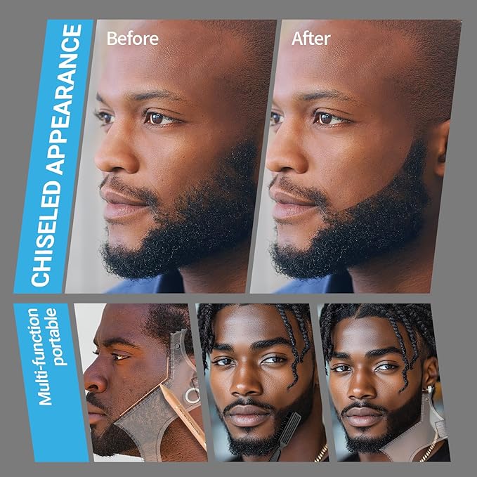 Noerrors Barber Pencil for Lineup Magic Hairline Pencils Barber Chalk Set Beard Guide Pen with Sharpener Ruler Brush for Hair Design Shaping Makeup Tool for Men #White Beige Skin Tone Black Brown Tan