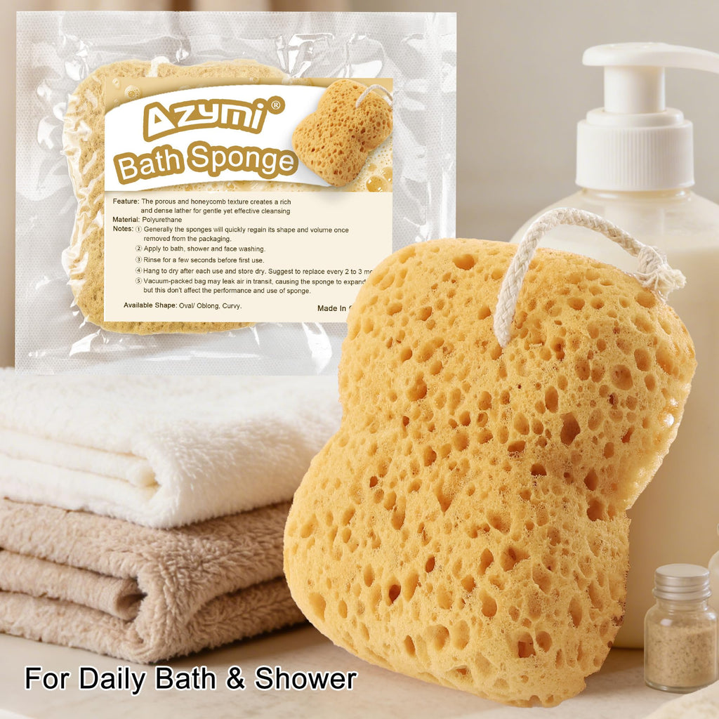 Azymi Shower Sponge for Women Men Body Wash & Exfoliation 4-Pack
