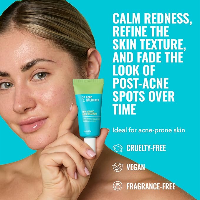 Good Molecules 10% Azelaic Acid Treatment for Face – Blurs Facial Redness & Evens Skin Tone – Brightens the Look of Dark Spots & Refines Texture – Vegan & Fragrance-Free Skincare (30ml / 1.01 fl oz.)