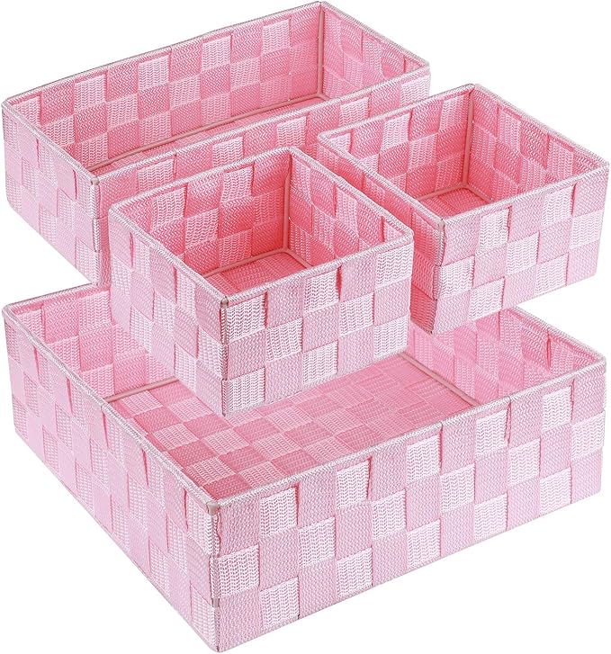 Posprica Woven Storage Baskets for Organizing, Small Baskets Cube Bin Container Tote Organizer Divider for Drawer, Closet, Shelf, Dresser