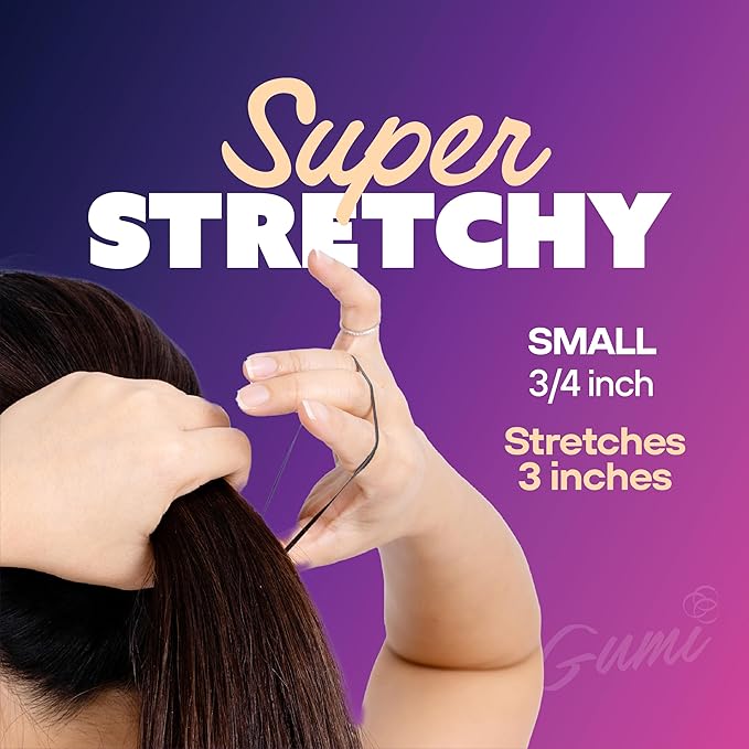 Gumi good Black Elastics 3/4 inch Hair Band Small for Thick or Thin Hair