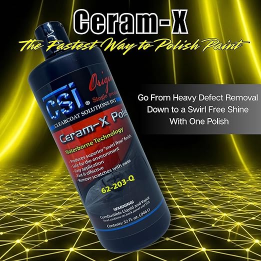 CSI Ceram-X Car Polish | The Original Single Product Polish | Heavy Defect Removal to Swirl Free Shine | Water Based Formulation | Filler-Free | Body Shop Safe