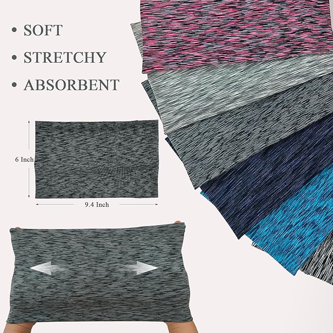 Wide Headbands For Women Stretch Headband Boho Head Bands Women's Hair Band Turban Workout Hairband Accessories Space Dyed 6 Pack