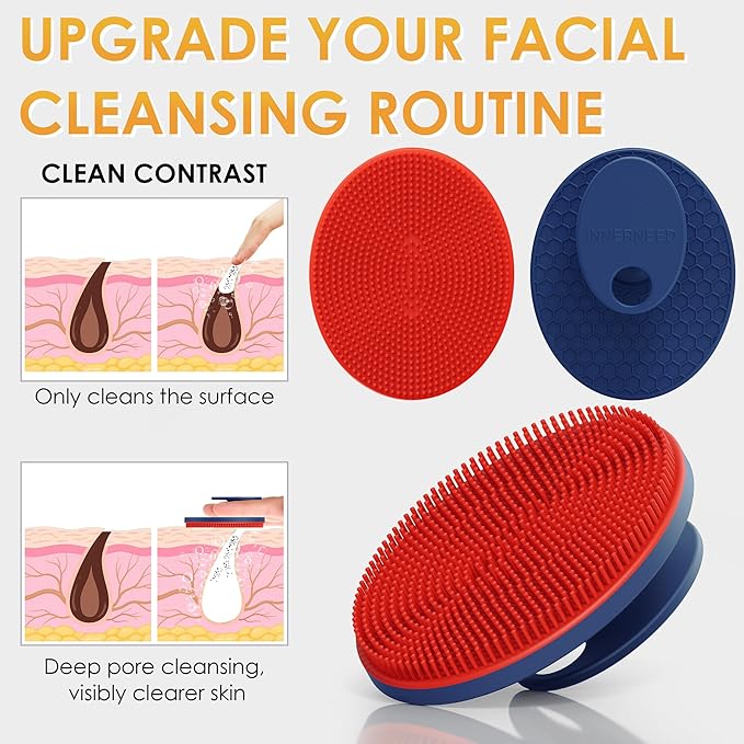 INNERNEED Magnetic Silicone Facial Cleansing Brush – Deep Pore Cleanser with Magnetic Therapy for Skin Circulation & Radiance – Soft, Hygienic, Durable – Gentle Face Scrubber for All Skin Types