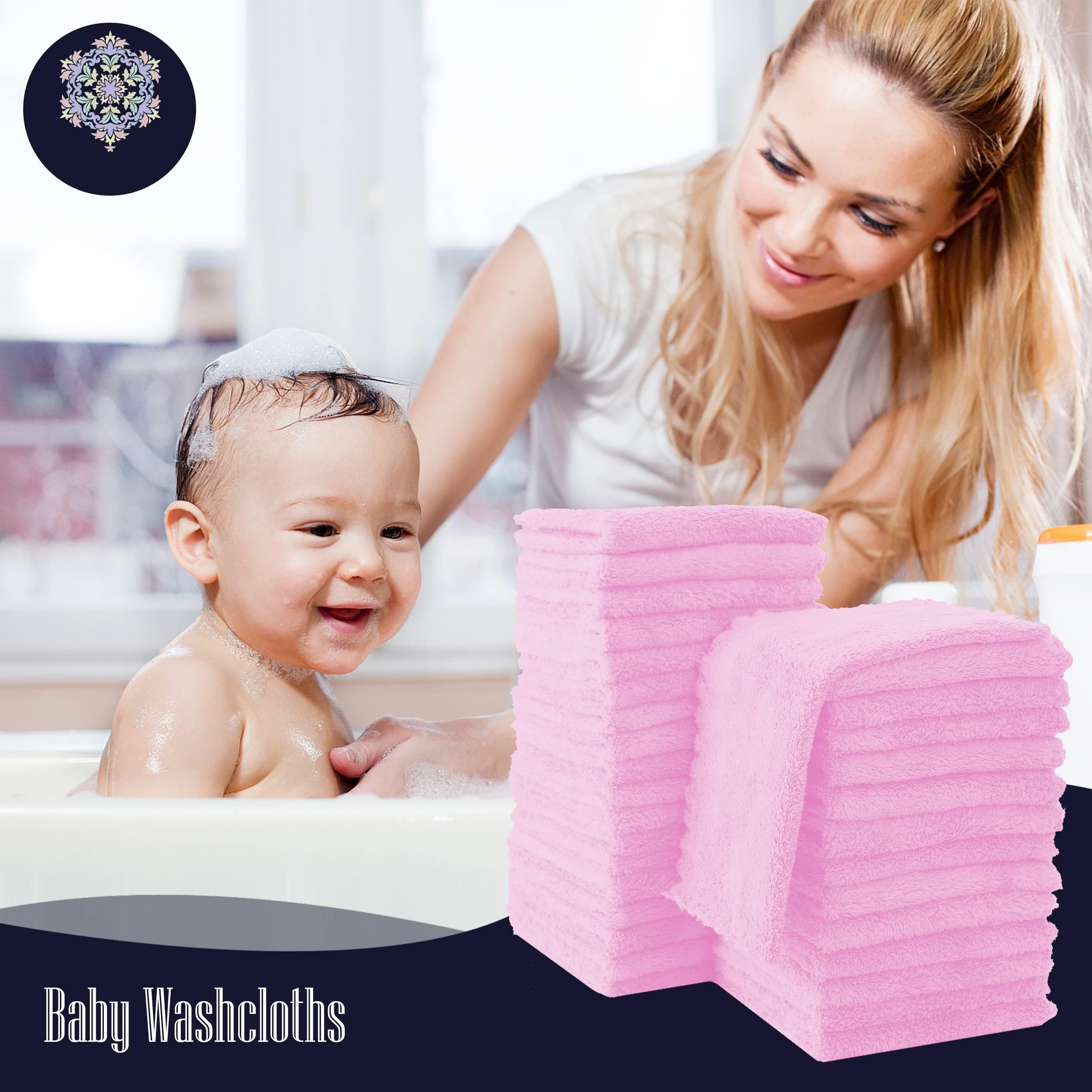 32 Pack Baby Washcloths - 10x10 Inch, Microfiber Baby Towel - Absorbent and Soft Baby Wash Clothes for Newborns, Infants and Toddlers - Quick Dry Baby Boys and Girls face Towel - Frozen Berry