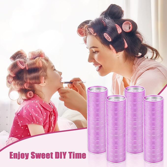 WILLBOND 4 Pcs Long Hair Rollers for Bangs Aluminum Core Curlers Thermal Self Grip Roller for Long and Medium Hair Women Hairstyle(4.1 x 1.2 Inch,Purple)