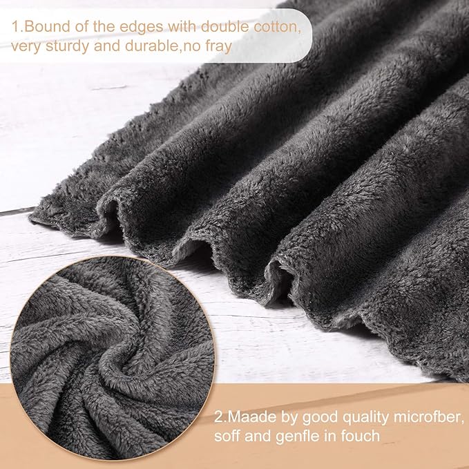 Syhood 12 Pieces Face Wash Cloth 12 x 12 in Makeup Remover Cloths Towel Coral Velvet Facial Microfiber Soft Fast Drying Facial Cleansing Towel for Face(Dark Grey)