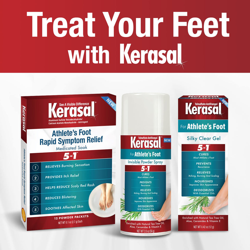 Kerasal Athlete's Foot Medicated Foot Soak, 5-in-1 Relief, 12 Count