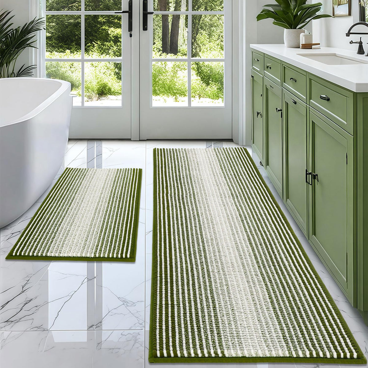 BSICPRO Bathroom Rugs Sets 2 Piece, Non Slip Bath Mats, Lavender Purple