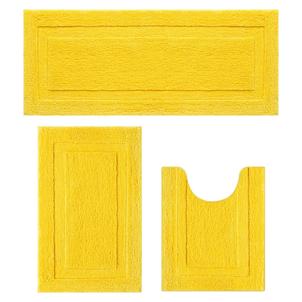 SHACOS Yellow Bathroom Rugs Sets 3 Piece Bath Mat U Shaped Toilet Rug