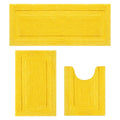SHACOS Yellow Bathroom Rugs Sets 3 Piece Bath Mat U Shaped Toilet Rug