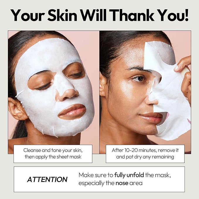 LAPCOS K Beauty Pearl Sheet Mask - Revitalizing & Refining Face Masks with Rice Ferment - Refines Uneven Texture & Dark Spots - Breathable Eucalyptus-derived Tencel Sheet Korean Skin Care (Pack of 5)