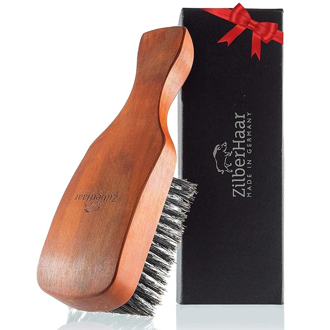 ZilberHaar Major Hair & Beard Brush, Stiff Boar Bristles, Natural Hardwood