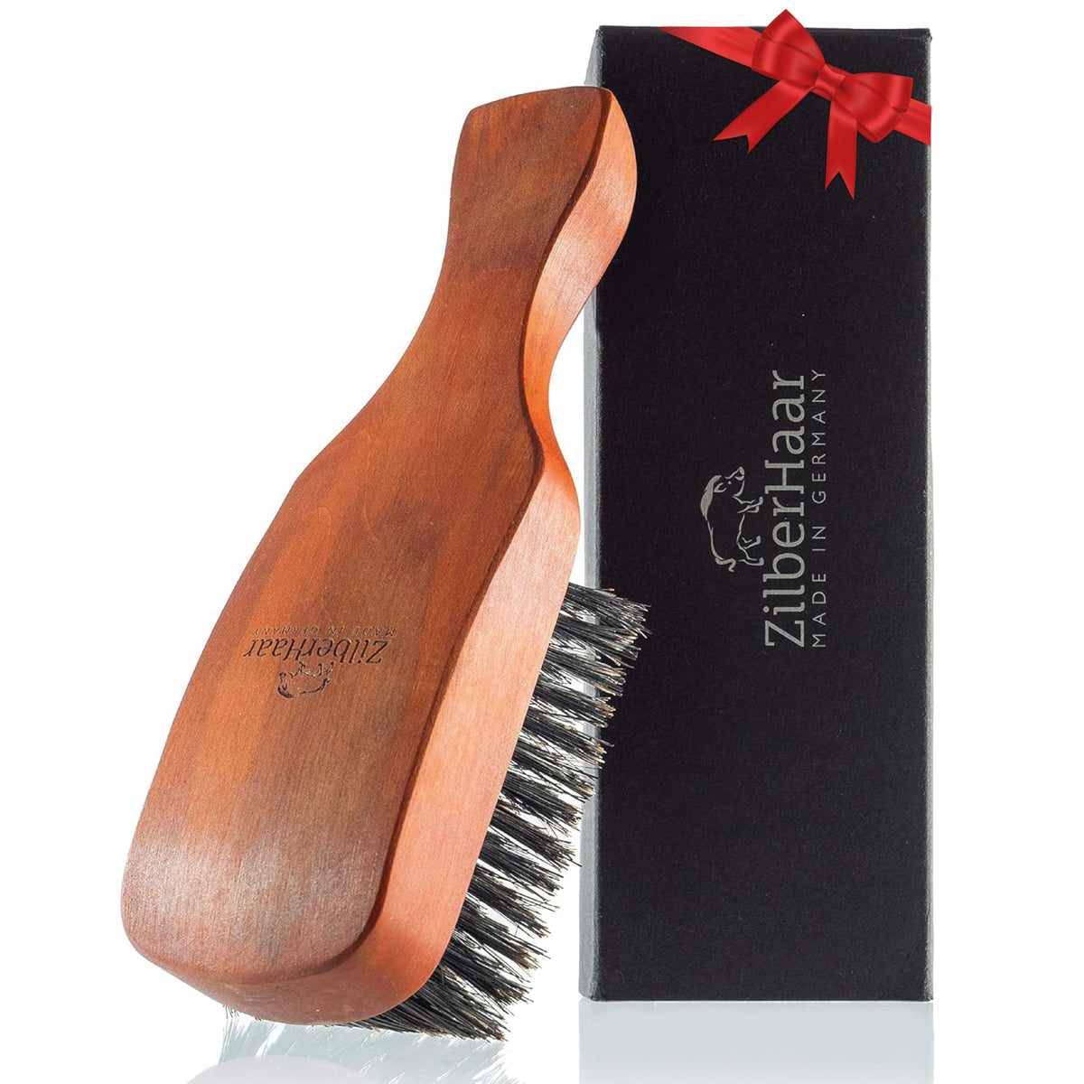 ZilberHaar Major Hair & Beard Brush, Stiff Boar Bristles, Natural Hardwood