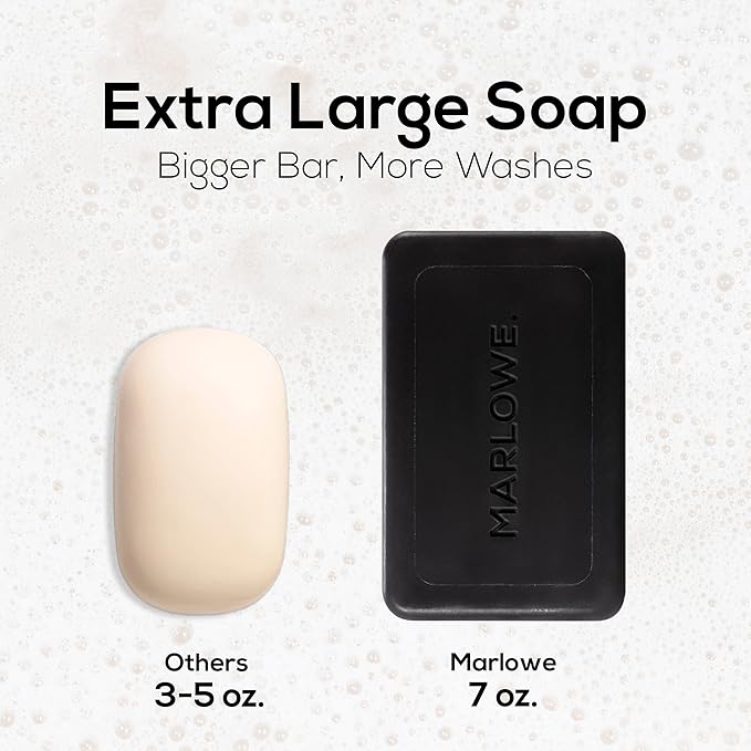 MARLOWE. Charcoal Soap, Cleansing Body Bar Soap for Men, 7 oz(3 Bars)