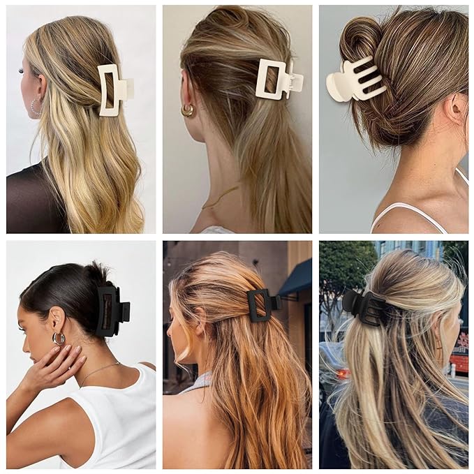 SMKSL 3 Styles Hair Clips for Women Small Medium Big Claw Clips for Thin Thick Hair 12 Pcs Hair Claw Clips Hair Clips Combination Hair Accessories for Women (Black & White)