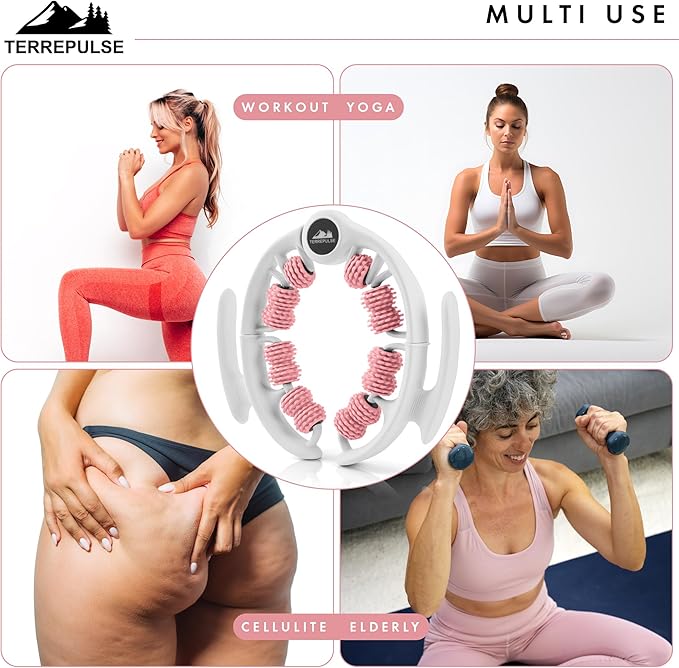 Terrepulse Anti Cellulite Roller & Lymphatic Drainage Massager | Deep Tissue Fascia Blaster & Muscle Roller | Tool for Sore Arms, Legs, Shoulders, Stomach & Buttocks (Pink)