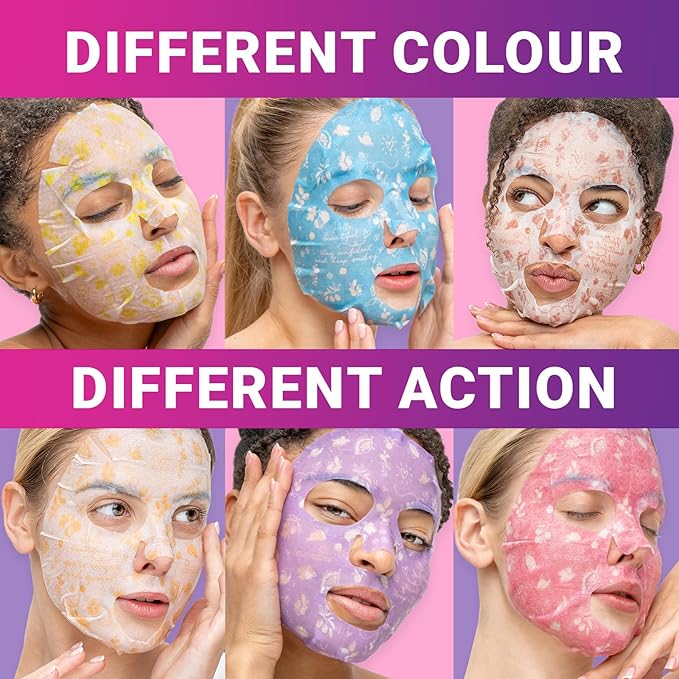 VIABEAUTY 6 Pack of Sheet Face Masks Skincare - Collagen Face Mask Sheets with Hyaluronic Acid, Vitamin C, Snail Mucin - Facial Sheet Mask for Hydrating, Moisturizing, Rejuvenating