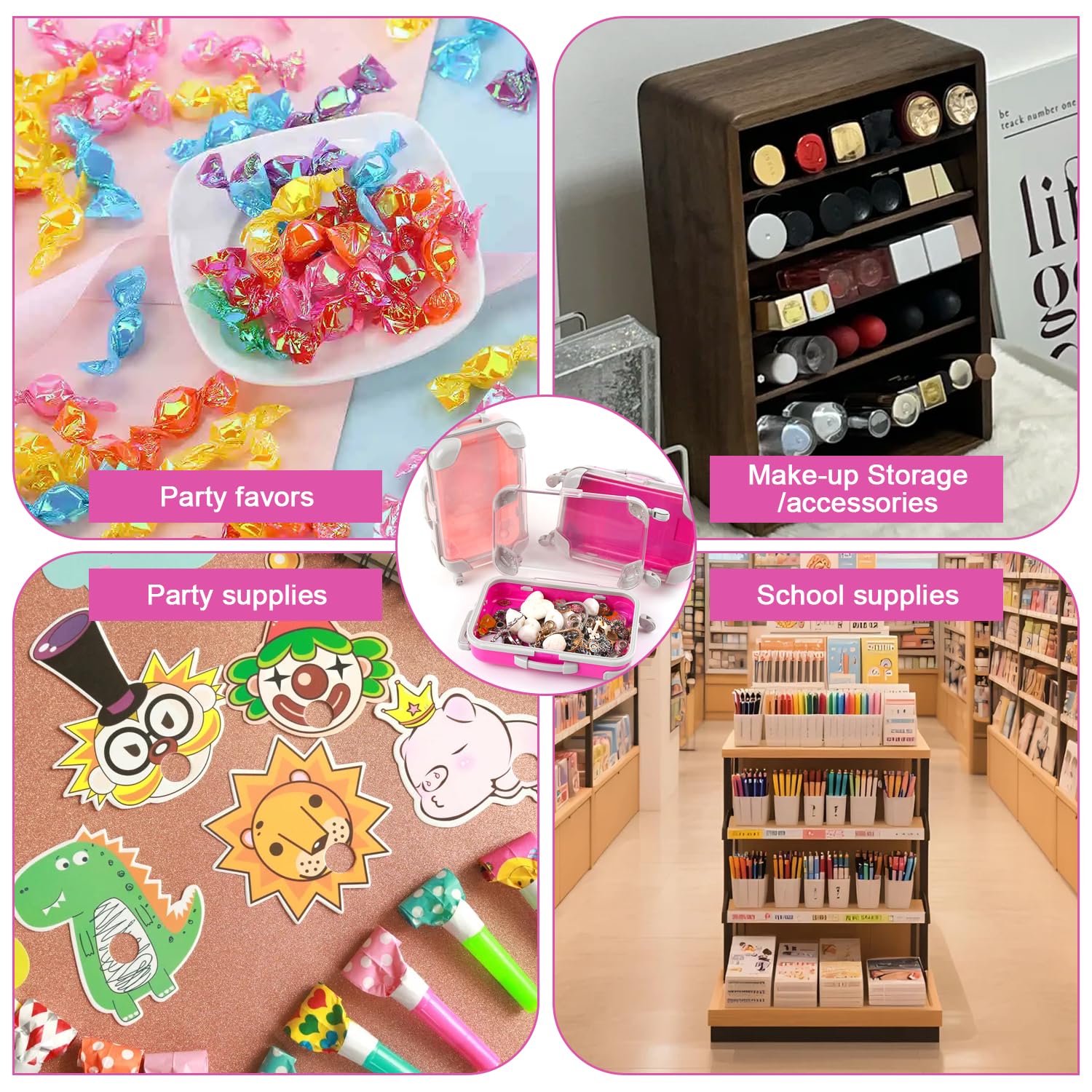 ASUNFO 6 Pcs Mini Suitcase Gift Box Candy False Eyelashes Small Suitcase