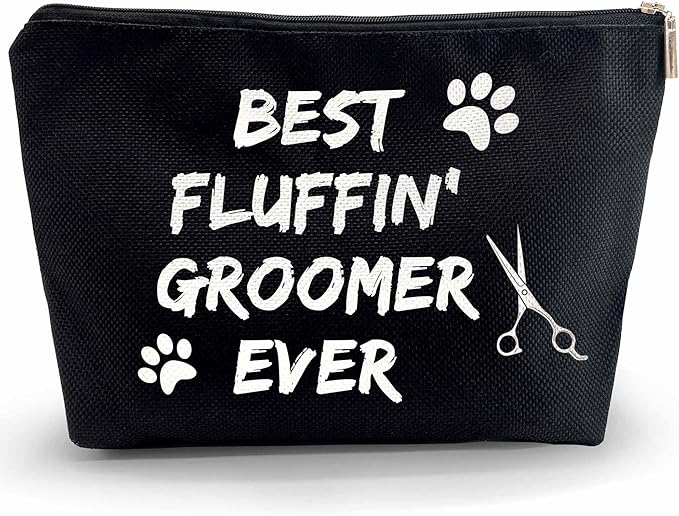 Dog Groomer Grooming Cosmetic Zipper Bag - Black Gift for Dog Lovers, Salon Gifts, Pet Groomer Tool Kit